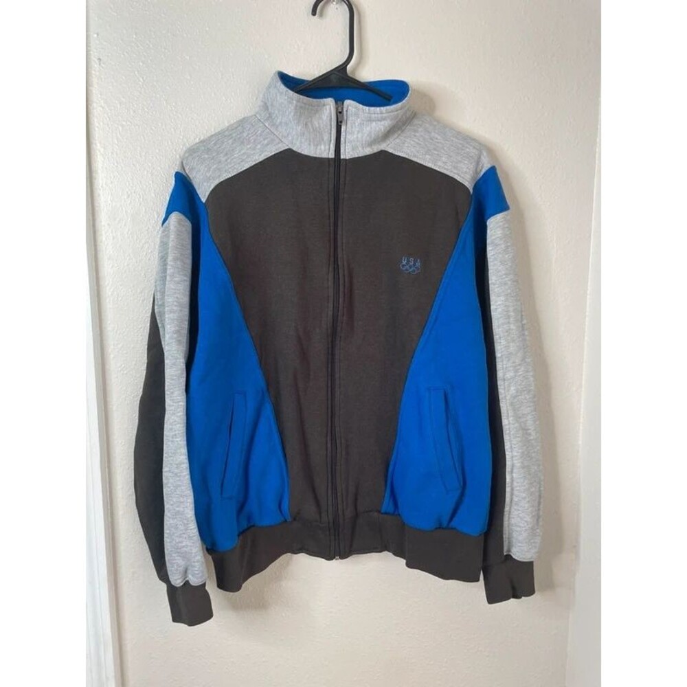 Vintage USA Olympics JCPenney Colorblock Full Zip Track Jacket Large
